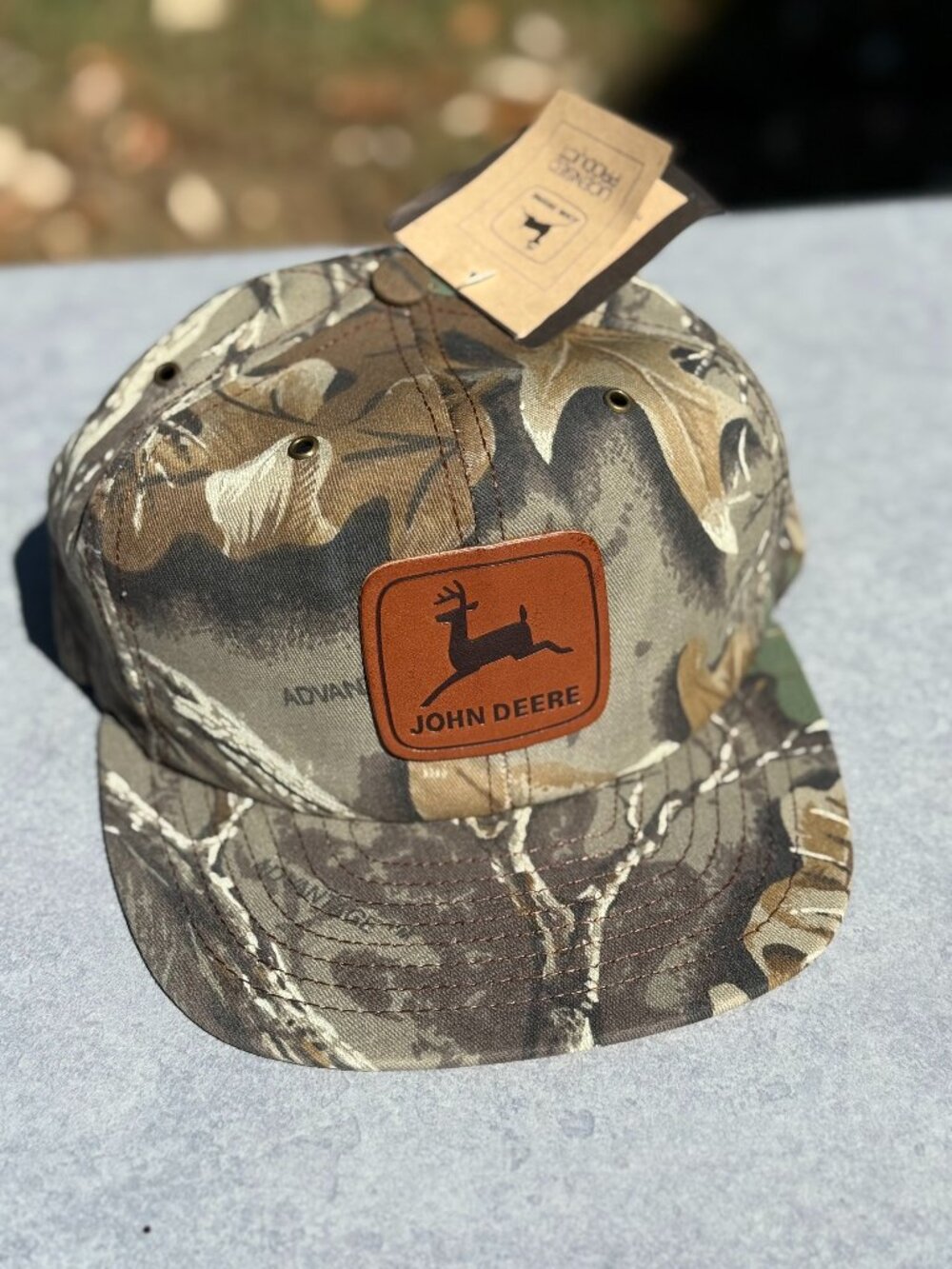 John Deere NWT Camo Hat RealTree Snapback Vintage Made In USA Leather Patch 4409